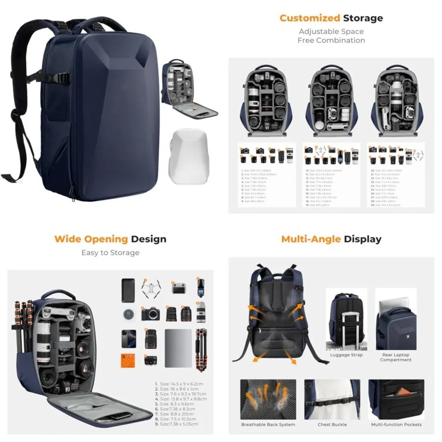 Drone Hard Shell Case - Camera Backpack,Hardshell Photography DSLR Camera Bag