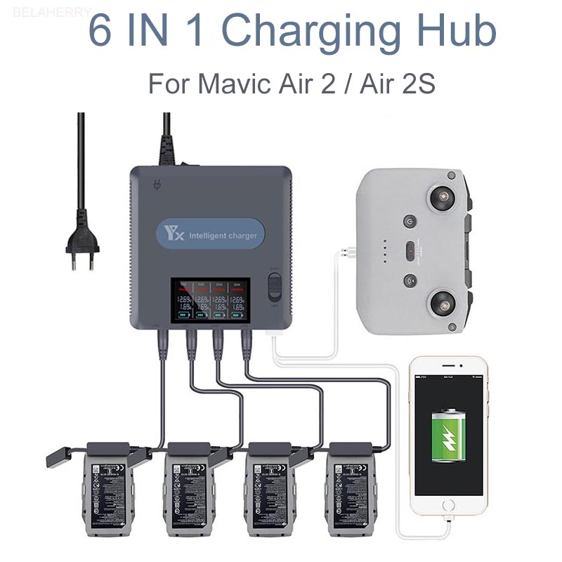 6 in 1 Digital display Battery - Drone Charging Hub บทวิจารณ์และราคา
