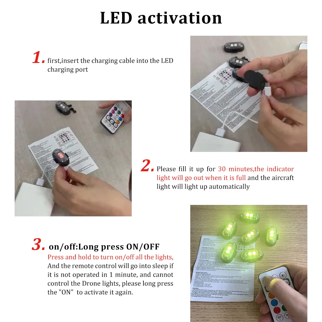 2/4/8Pcs Wireless Remote Contr - Drone Strobe Light บทวิจารณ์และราคา