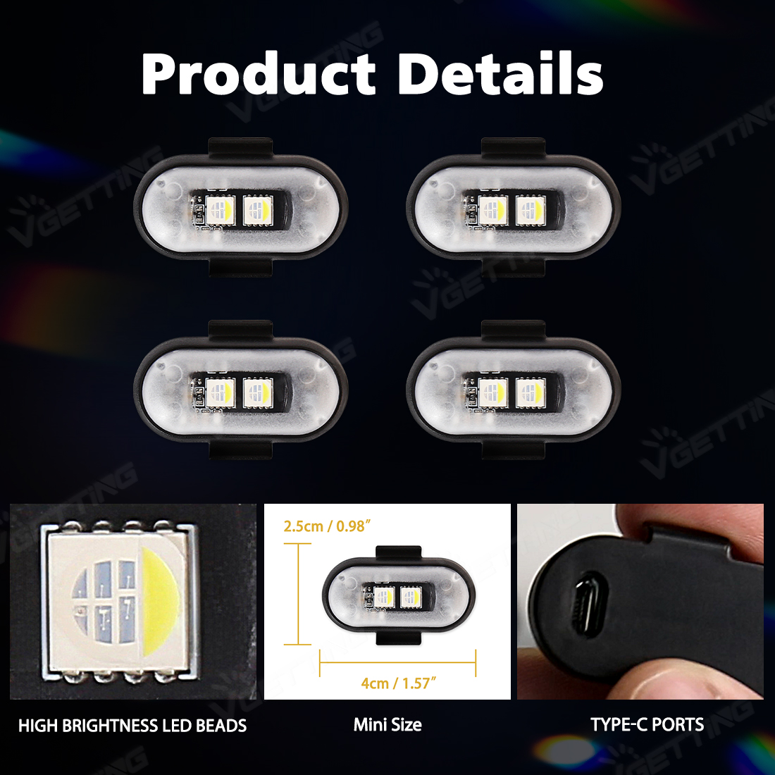 4Pcs Mini Drone Strobe Light 8 - Drone Strobe Light บทวิจารณ์และราคา