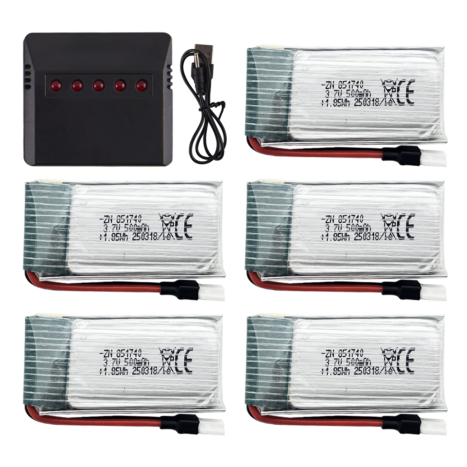 5Pcs 3.7V 500mAh LiPo Batterie - Drone Battery Charger บทวิจารณ์และราคา