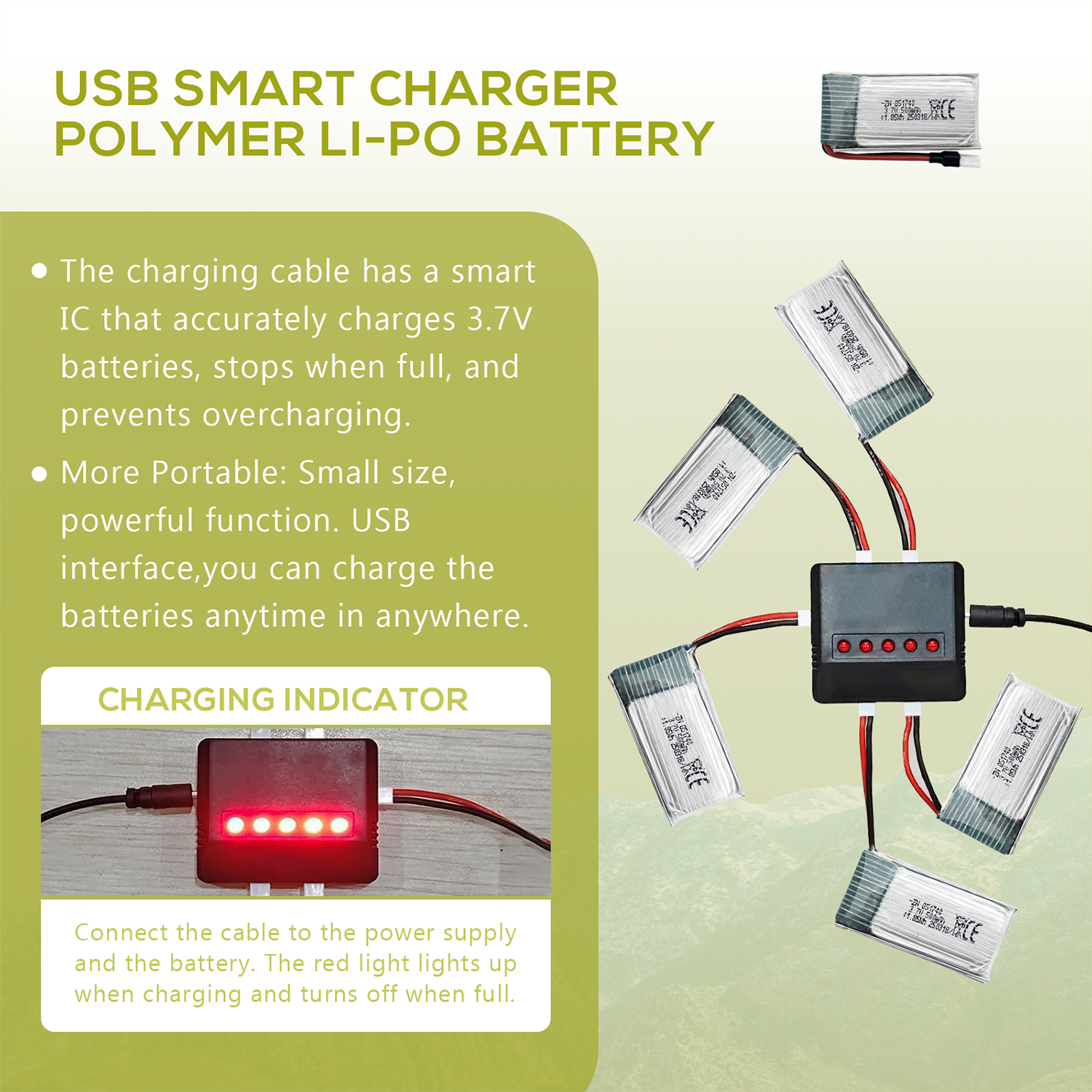 5Pcs 3.7V 500mAh LiPo Batterie - Drone Battery Charger บทวิจารณ์และราคา
